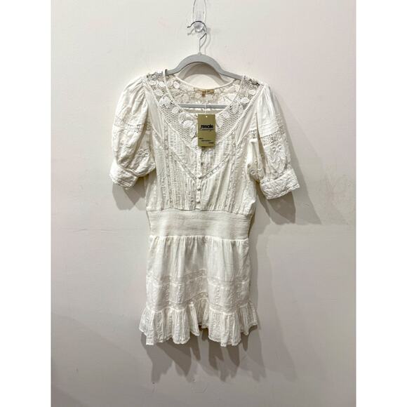 LoveShackFancy Jaislyn Embroidered Mini Dress True White Women's Size Medium - Picture 2 of 5